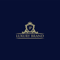 JP Luxury lion crest logo - royal lion vector template