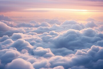 Naklejka premium Aerial view of clouds and sky at sunset. Beautiful nature background.Generative AI