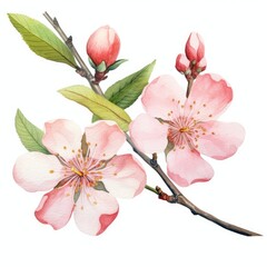 Peach Blossom Watercolor Illustration