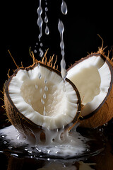 Hyper realistic coconut halves generated AI