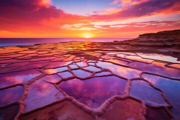 Sunset Palette: Salt Pans on Gozo's Coastal Horizon