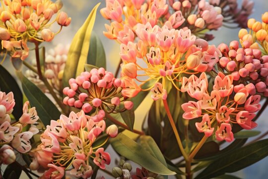 Pastel Elegance: Close-up of Asclepias syriaca in Soft Hues