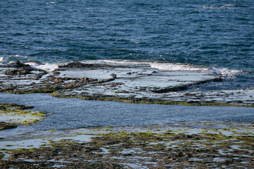Naklejka premium Coastline formed by volcanic activity in Ogi coast in Sado Island, Niigata prefecture, Japan.