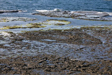 Coastline formed by volcanic activity in Ogi coast in Sado Island, Niigata prefecture, Japan.