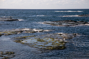 Coastline formed by volcanic activity in Ogi coast in Sado Island, Niigata prefecture, Japan.