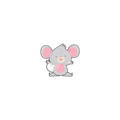 cute vector mouse with cheese grey