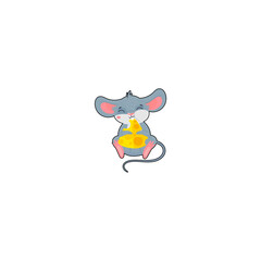 cute vector mouse with cheese domestic
