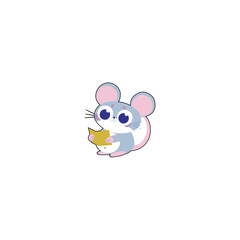 cute vector mouse with cheese illustration