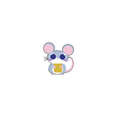 cute vector mouse with cheese mammal