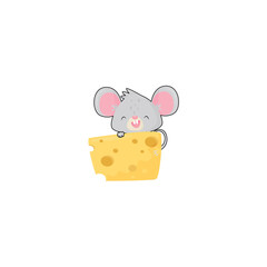 cute vector mouse with cheese art