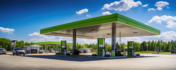 Gas station during summer sunny day