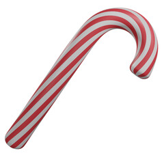 3d Christmas candy cane ornament with transparent background