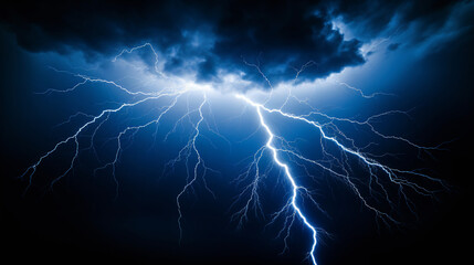 A striking image of a bright blue lightning