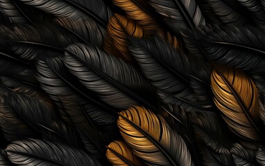 Beautiful Black Feathers Background