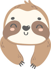 Cute Baby Sloth happy face cartoon nursery illustration