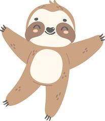 Cute Baby Sloth Standing cartoon nursery illustration