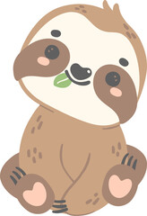 Cute Baby Sloth Sitting cartoon nursery illustration