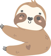 Cute Baby Sloth Sitting cartoon nursery illustration