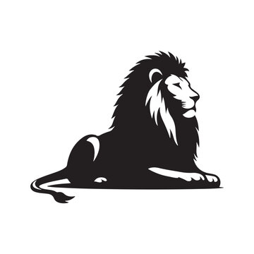 Tranquil Majesty: Seated Lion Silhouette - A Serene and Majestic Image Reflecting the Regality and Tranquility of a Lion in a Seated Silhouette.