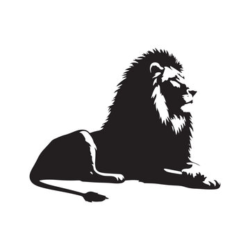 Minimalistic Seated Lion - A Minimal and Elegant Image Embracing the Simplicity of a Lion in a Relaxed Seated Stance