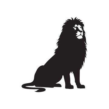 Gentle Sovereignty: Seated Lion - A Gentle Yet Sovereign Image Illustrating the Regal Seated Posture of a Lion in Silhouette