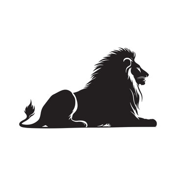 Silent Authority: Sitting Lion Silhouette - An Image Conveying the Silent yet Authoritative Presence of a Lion in a Dignified Pose