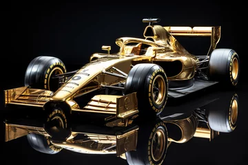 Fotobehang golden racing car for the winner of formula one race © alexkoral
