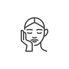 Hand touching face line icon
