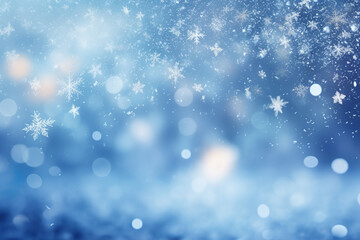 Fototapeta na wymiar Magical Christmas background with snowflakes and holiday lights.