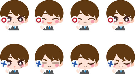 マルとバツ　会社員　男性イラストセット
