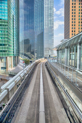 Naklejka premium Travel Destinations Japan. View Taken From Monorail Odaiba Sky Train in Tokyo.