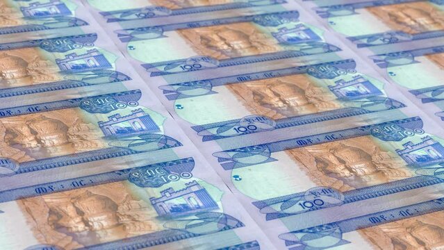 Ethiopia Ethiopian Birr 100 Banknotes Money Printing House, Printing One Hundred Ethiopian Birr, Printing Press Machine Print out Ethiopian Birr, Being printed by currency press machine 100