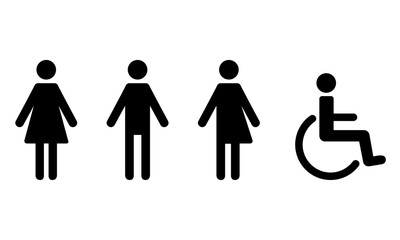 トイレピクトサインのアイコンセット,男女,車椅子,ジェンダーレス