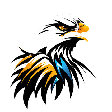 eagle head isolated  on transparent background , PNG file , eagle cartoon clipart , eagle logo and branding , eagle head element , eagle head mascot design 