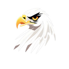 eagle head isolated  on transparent background , PNG file , eagle cartoon clipart , eagle logo and branding , eagle head element 