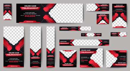 esport Web advertising banner template design. Modern web layout set with standard size. vector © ahmad