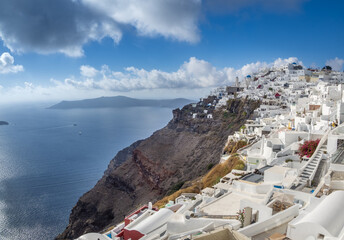 View of Santorini (officially Thira and Classical Greek Thera) island, Cyclades islands, Aegean...