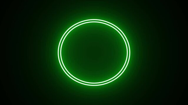 Glowing green and red power button icon neon animation. Neon light power button turning on and off. Abstract screensaver, live wallpaper, loop background on black