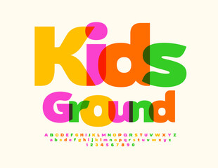 Vector watercolor Sign Kids Ground. Bright artistic Font. Modern Alphabet Letters and Numbers set