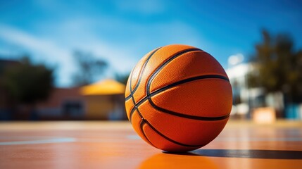 Basketball highlighted with a blurred bokeh background.