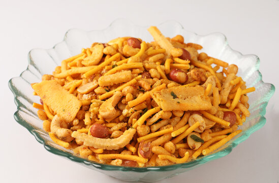 Traditional Mixture or chiwda a teatime snack of India