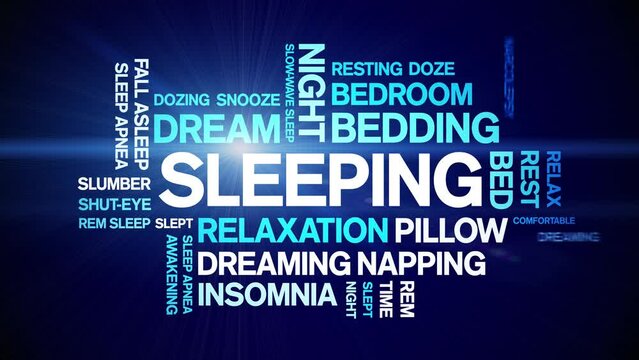 Sleeping animated tag word cloud;text design animation kinetic typography seamless loop.