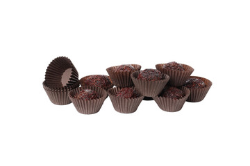 PNG, Brigadeiro chocolate candies, isolated on white background