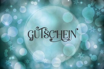 Text Gutschein, Means Voucher, Blue Christmas Background