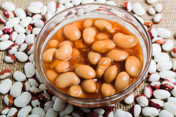 Baked Beans in Tomato Sauce Captured in a Glass Bowl