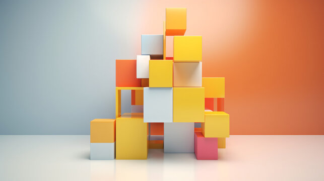 Abstract 3d rendering of geometric shapes