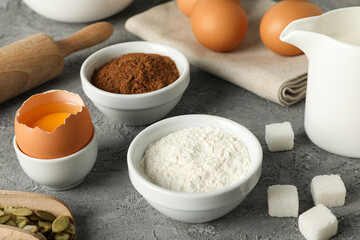 The ingredients are laid out on the table for preparing autumn pastries.