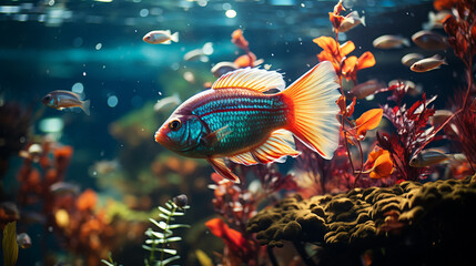 Fototapeta na wymiar Colorful fish underwater.
