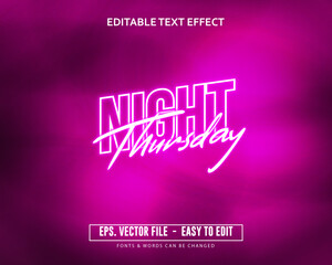 Editable text effect neon club pink trending style text