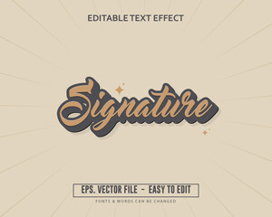 Editable text effect vintage signature old trending style